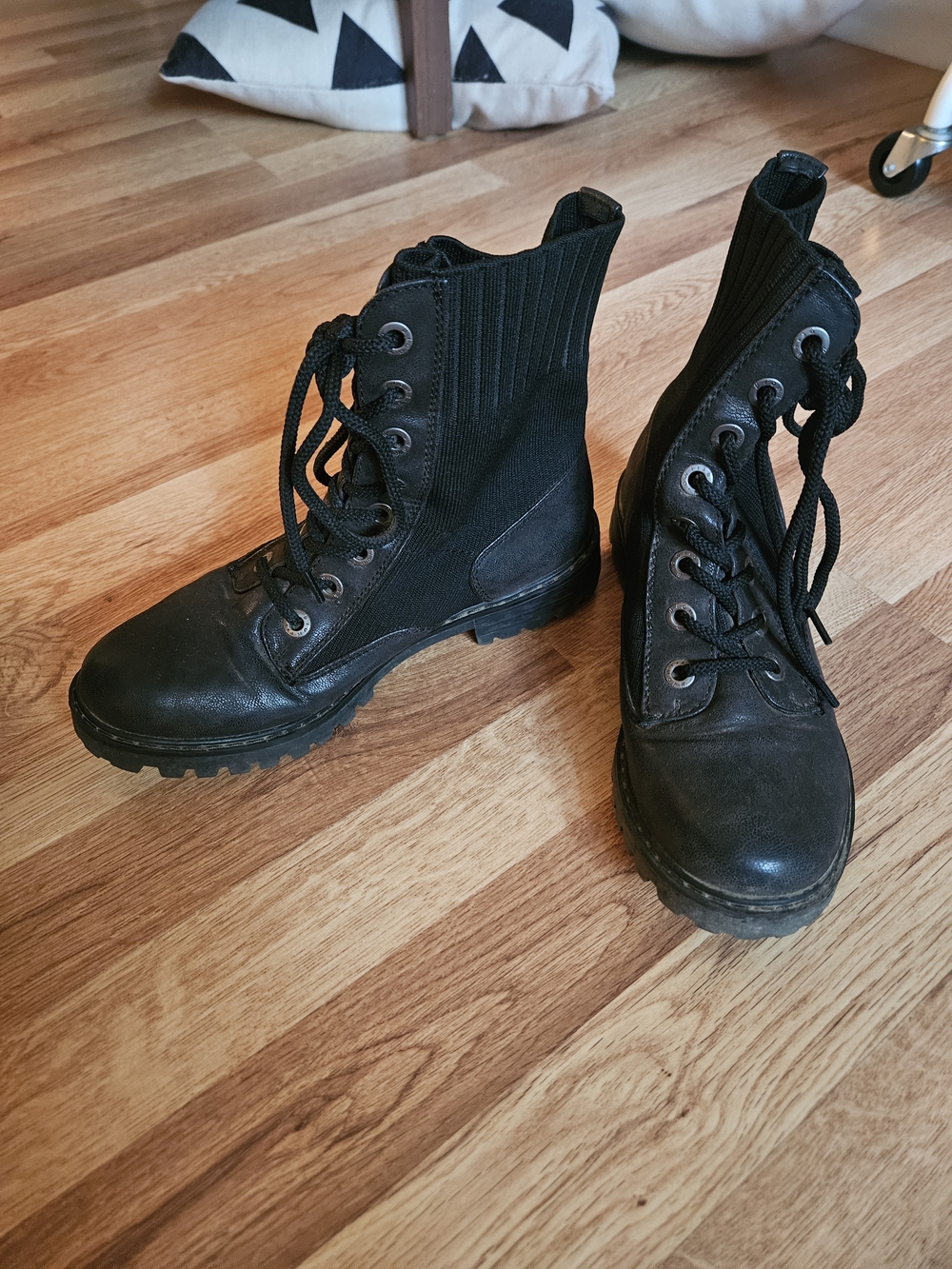 Black Lace-Up Combat Boots